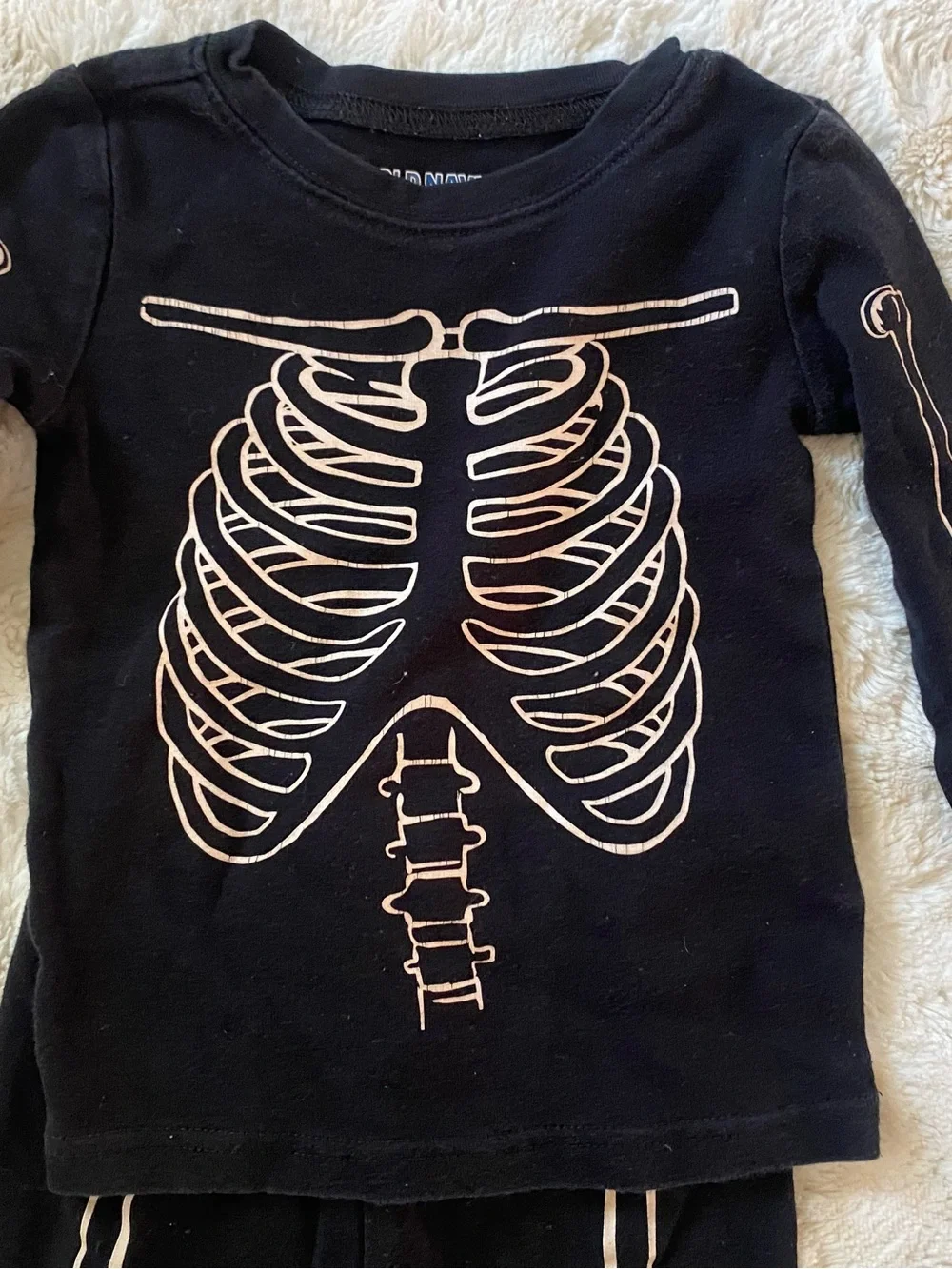 Old Navy Black Skeleton Pajama Set with Glow Bone Print